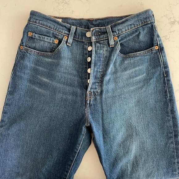 Levi's Vintage Org 501 MWash Straight Lg Button Close Jeans Blue W 27" x L 26" - Picture 3 of 15